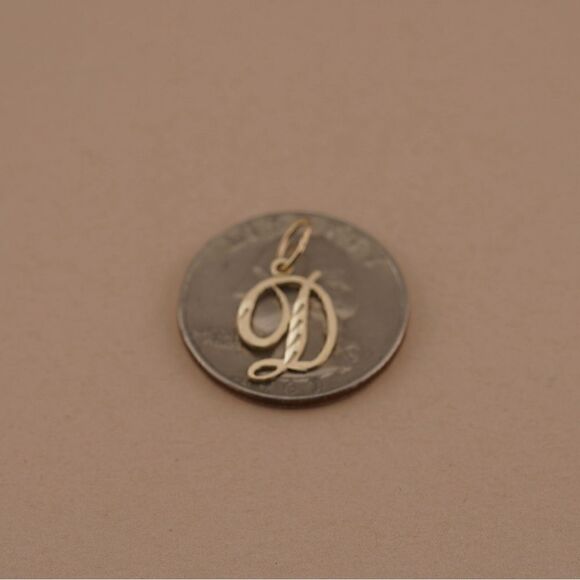 14k Real Gold Initial "D" Pendant | Charm- Real 14k Gold Letter "D" Pendant for - Picture 8 of 8